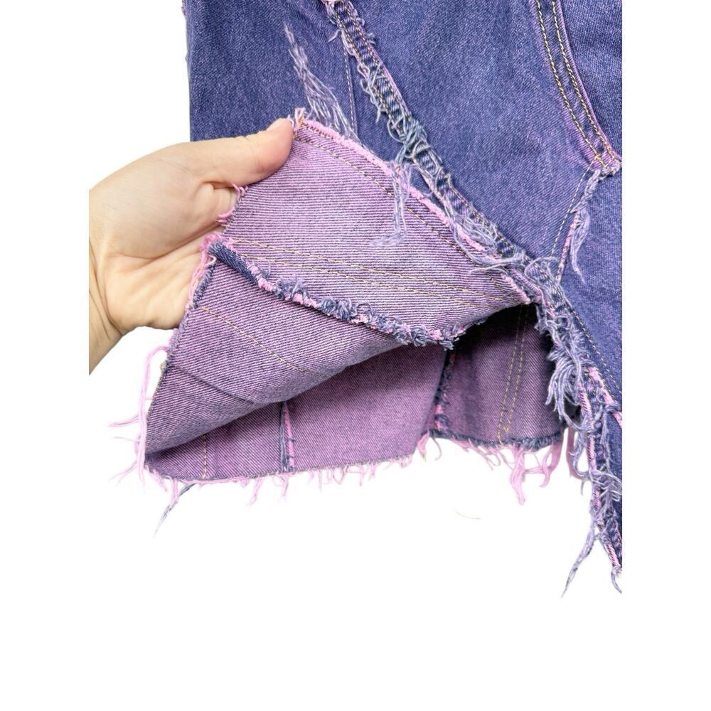 Ciprianamia Denim Upcycled Levi’s Purple Denim Skirt‎ Grunge Whimsygoth Size 28? - Picture 6 of 10